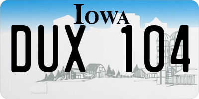 IA license plate DUX104