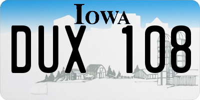 IA license plate DUX108