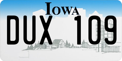 IA license plate DUX109