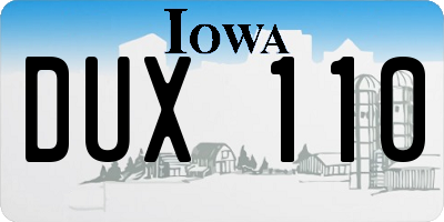 IA license plate DUX110