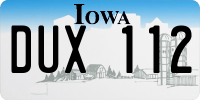 IA license plate DUX112