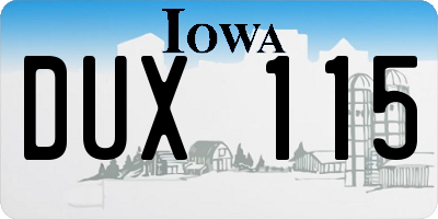 IA license plate DUX115