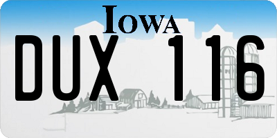 IA license plate DUX116