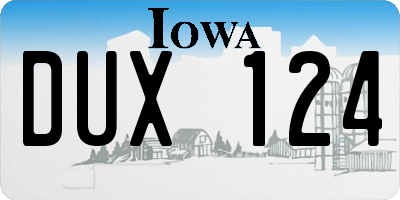 IA license plate DUX124