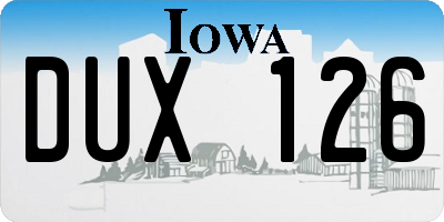 IA license plate DUX126