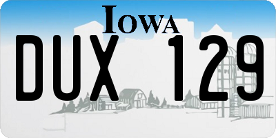 IA license plate DUX129