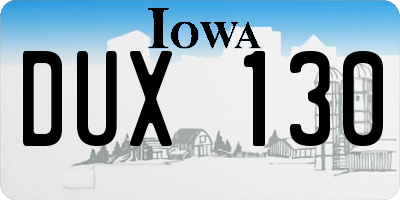 IA license plate DUX130