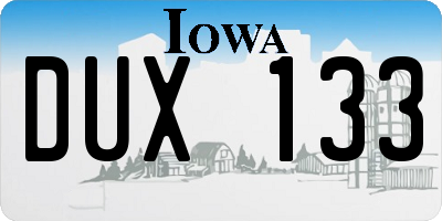 IA license plate DUX133