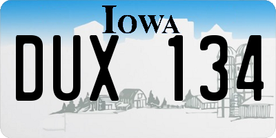 IA license plate DUX134