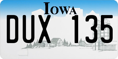 IA license plate DUX135