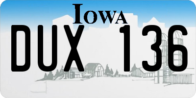 IA license plate DUX136