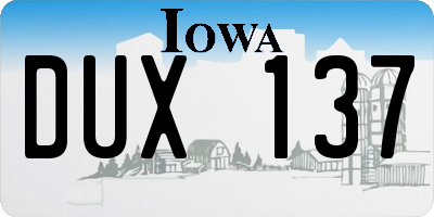 IA license plate DUX137