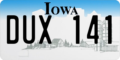IA license plate DUX141