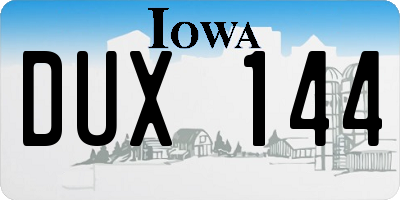 IA license plate DUX144