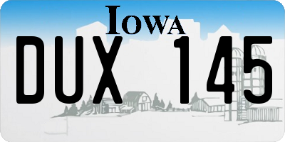 IA license plate DUX145