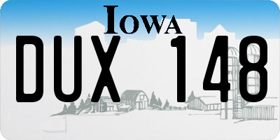 IA license plate DUX148