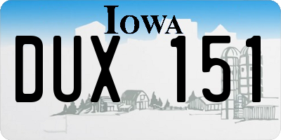 IA license plate DUX151
