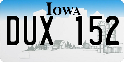 IA license plate DUX152