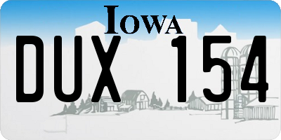 IA license plate DUX154