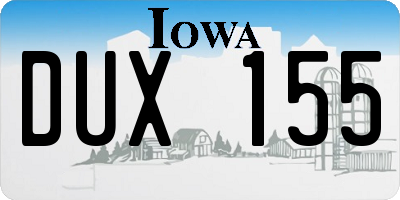 IA license plate DUX155