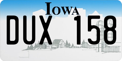 IA license plate DUX158