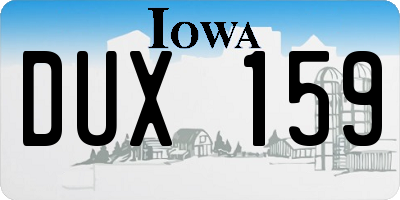 IA license plate DUX159
