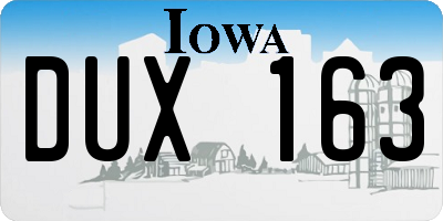 IA license plate DUX163