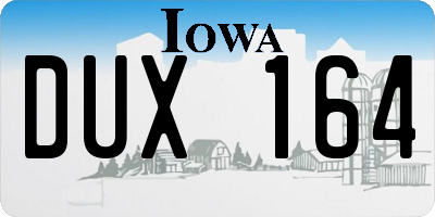 IA license plate DUX164