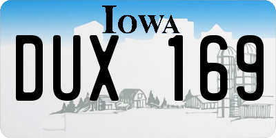 IA license plate DUX169