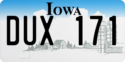 IA license plate DUX171