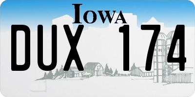 IA license plate DUX174
