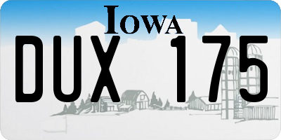 IA license plate DUX175