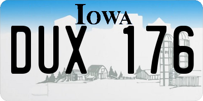 IA license plate DUX176