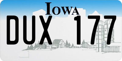 IA license plate DUX177