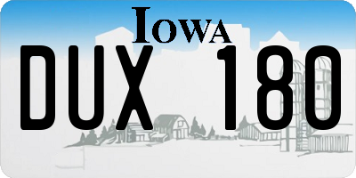 IA license plate DUX180