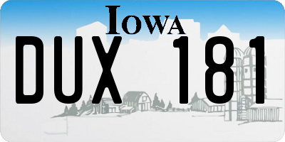 IA license plate DUX181