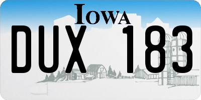 IA license plate DUX183