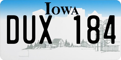 IA license plate DUX184