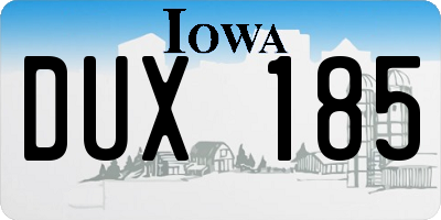 IA license plate DUX185