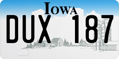 IA license plate DUX187