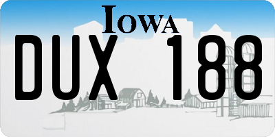 IA license plate DUX188
