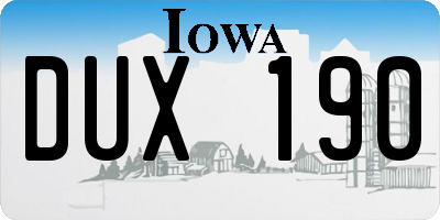 IA license plate DUX190