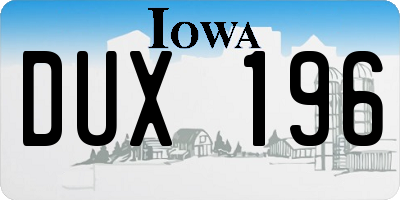 IA license plate DUX196