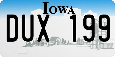 IA license plate DUX199