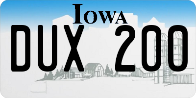 IA license plate DUX200