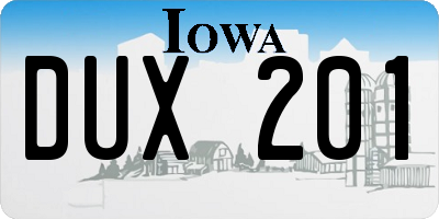 IA license plate DUX201