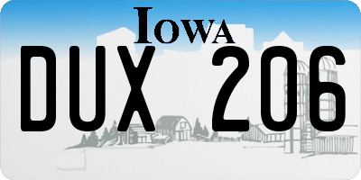 IA license plate DUX206