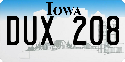 IA license plate DUX208