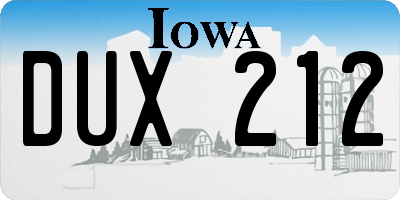 IA license plate DUX212