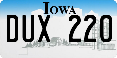 IA license plate DUX220